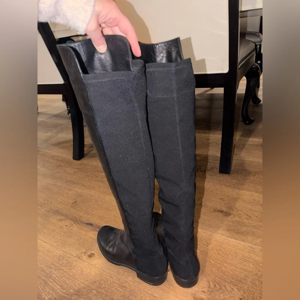 Stuart Weitzman - Black Knee-High Leather Boots - Picture 13 of 16